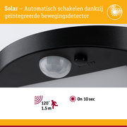 Zwarte solar bewegingssensor met geïntegreerde detector en automatische schakelaar voor energiezuinige verlichting