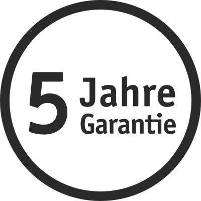 Symbol für 5 Jahre Garantie als Qualitätsversprechen bei Beleuchtungsprodukten von Paulmann