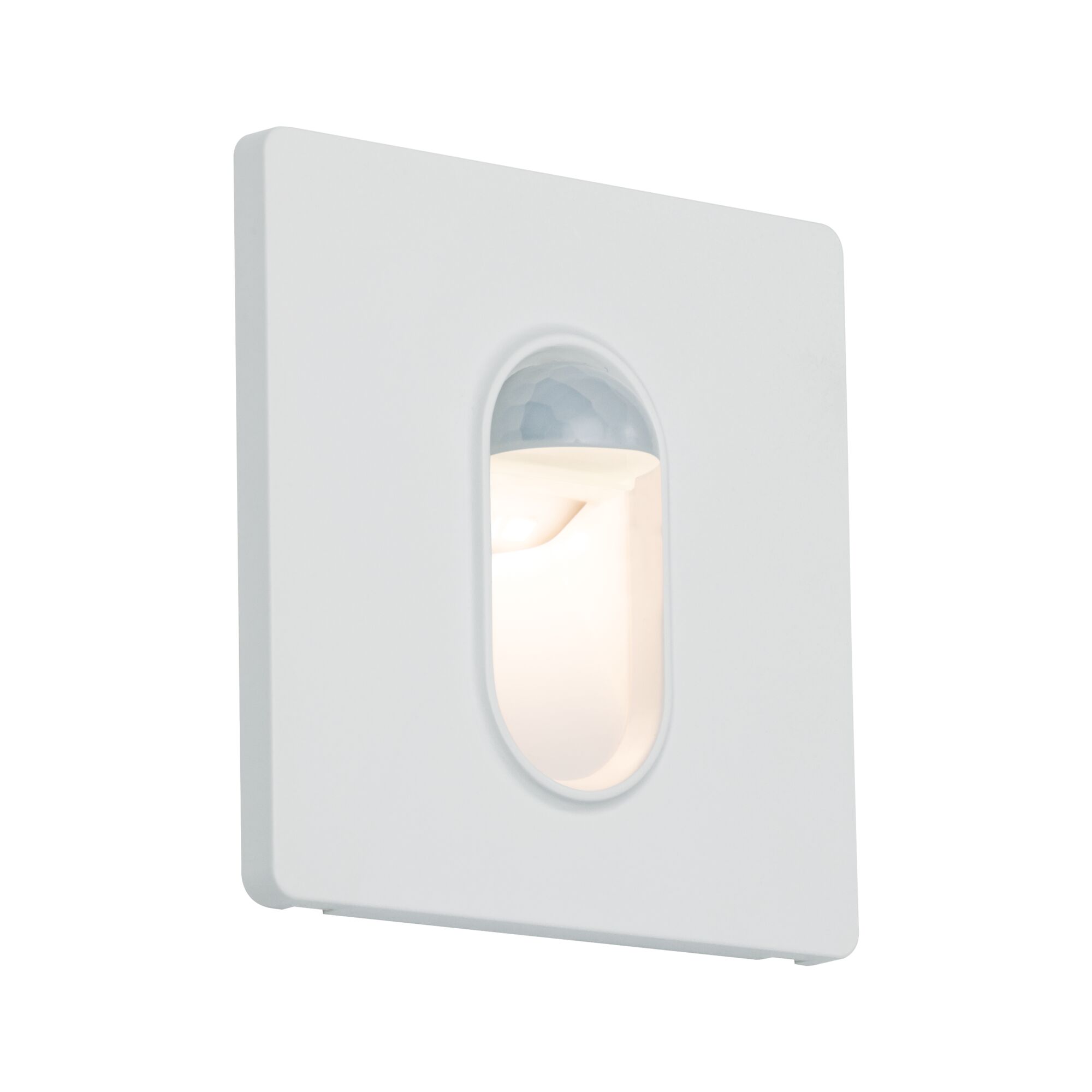 LED Wandeinbauleuchte Wall eckig 78x78mm 1,1W 65lm 230V 2700K Weiß Weißer quadratischer LED-Wandeinbauleuchte mit Bewegungsmelder für energiesparende Beleuchtung