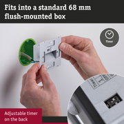 Electronic timer with adjustable clock fitting into standard 68 mm flush-mounted box