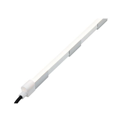 Slim white aluminum LED strip with cable connection for modern lighting accents