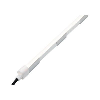 Slim white aluminum LED strip with cable connection for modern lighting accents