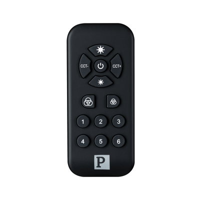 Télécommande noire avec boutons pour régler la lumière et la température de couleur des LED