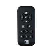 Black remote control with buttons for light and color temperature adjustment for LED lighting