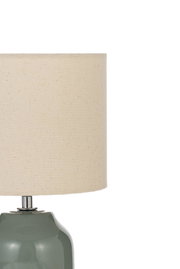 Lampe de table avec base en céramique verte et abat-jour en tissu beige pour éclairage d'ambiance
