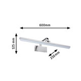 Silver brushed aluminum LED wall light measuring 600x125x210 mm for modern indoor lighting