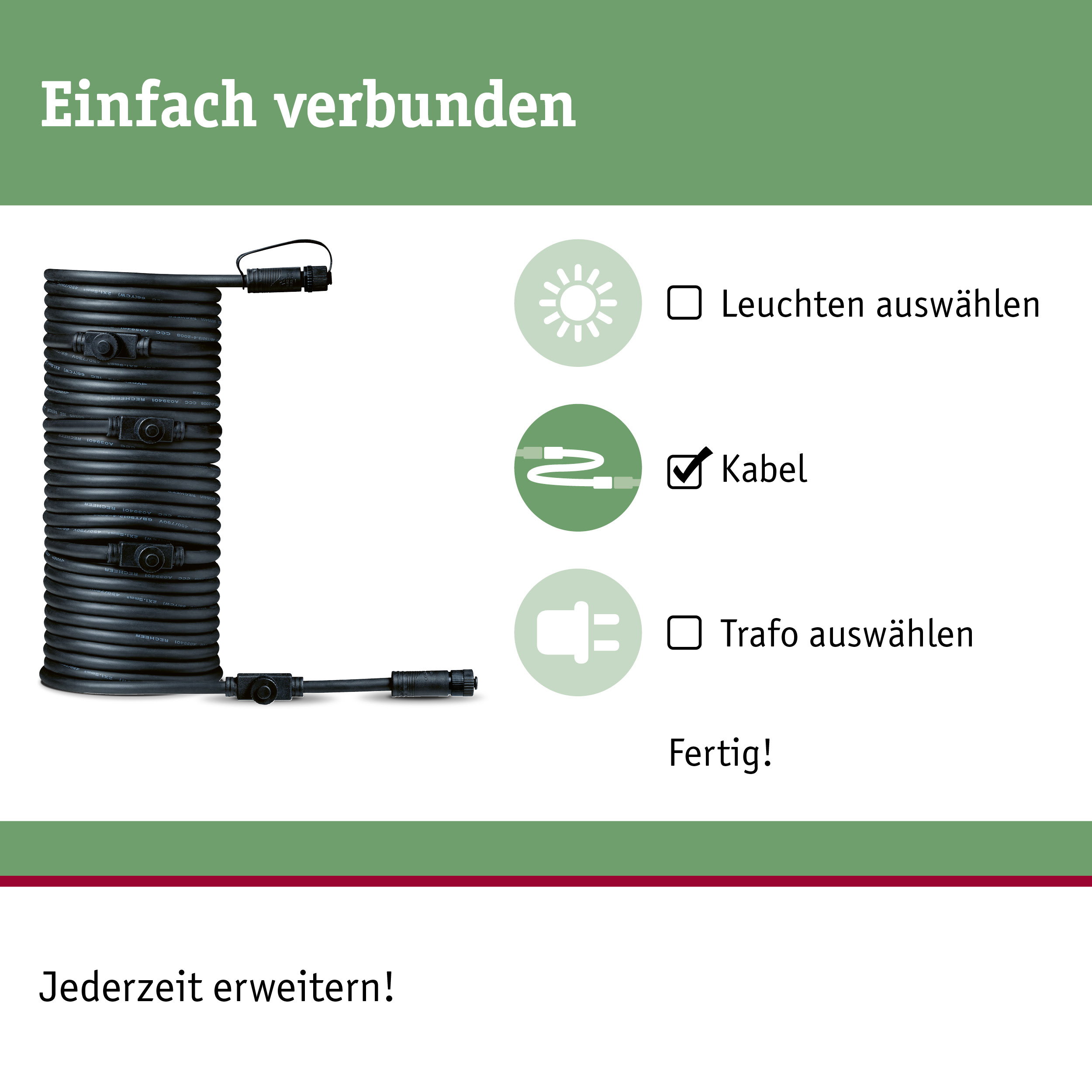 Schwarzes Verlängerungskabel mit Steckverbindern für flexible Beleuchtungslösungen und Kabelmanagement