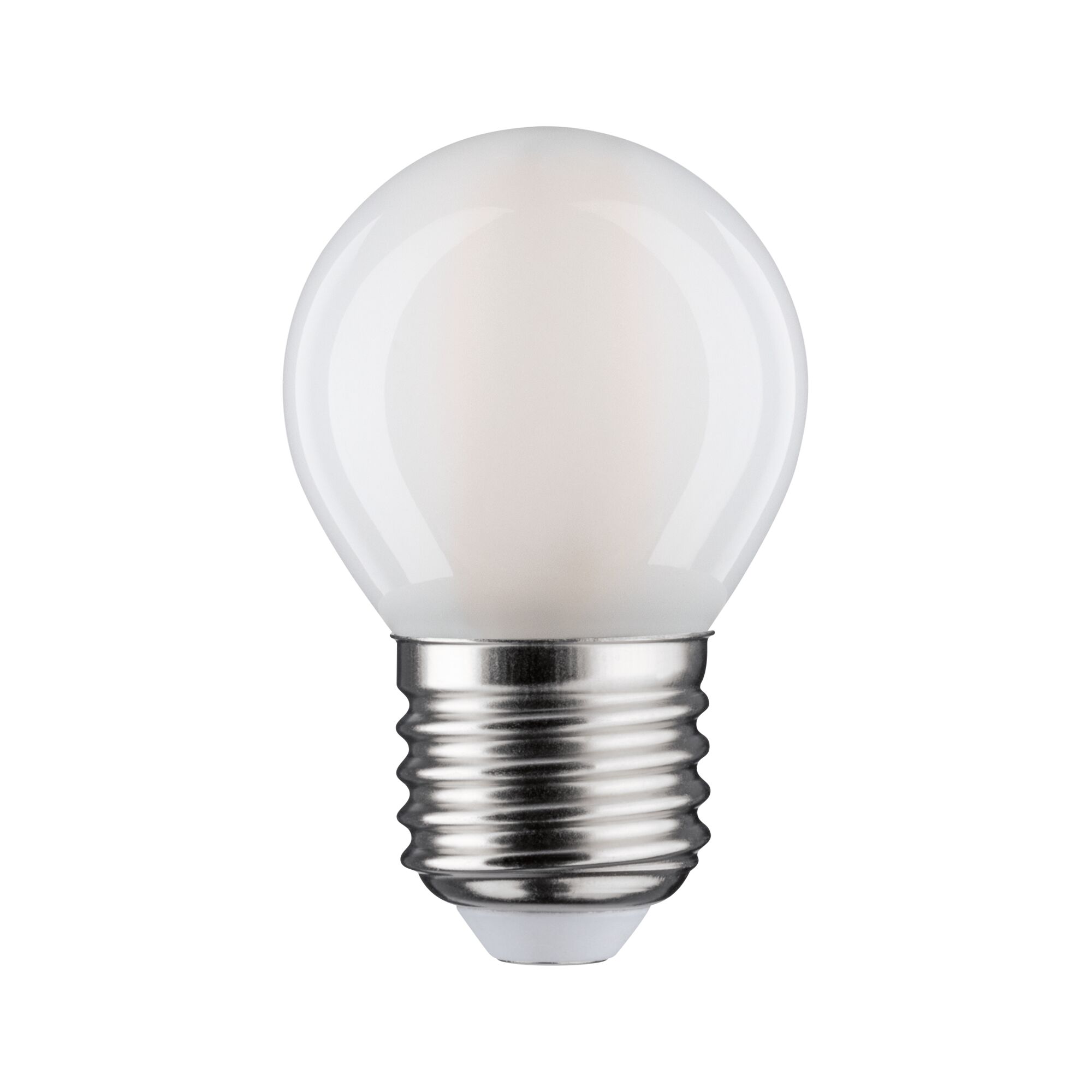 Kleine matte LED-Glühbirne mit E27-Fassung in Weiß für energiesparende Beleuchtung