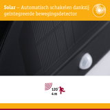 Zonne-energie bewegingssensor met 120° detectiehoek en 4 meter bereik voor buitenverlichting