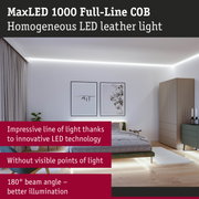 MaxLED 1000 COB white LED strip for uniform, point-free room lighting with 180° beam angle