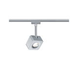 Modern square silver metal LED spotlight for track lighting systems with adjustable head