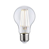 LED light bulb with clear glass and visible filaments, energy-efficient lighting option