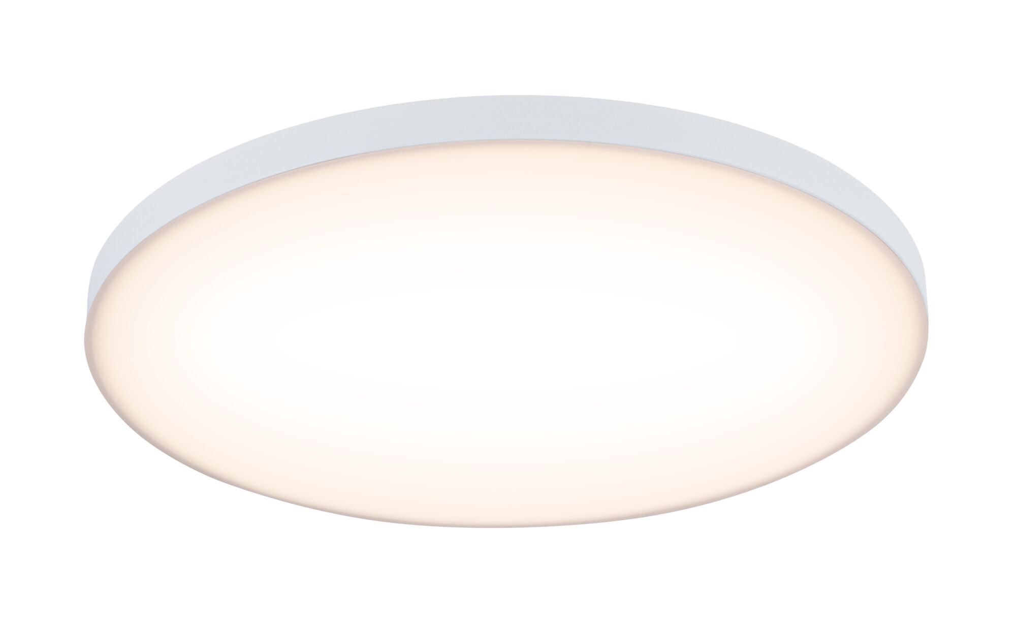 Round white LED ceiling light with warm white glow and minimalist design for living spaces