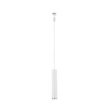 Schlanke weiße LED-Pendelleuchte aus Metall mit modernem Design für Wohnräume und Büros