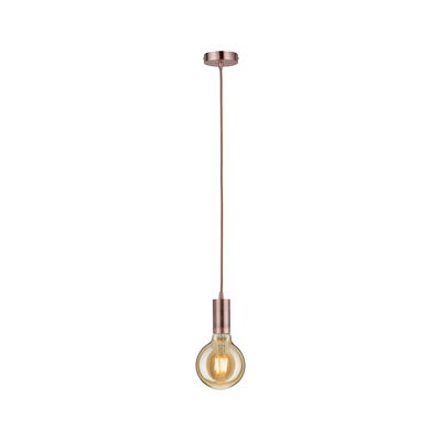 Copper pendant light with warm white LED bulb design, ideal for modern indoor lighting solutions