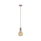 Copper pendant light with warm white LED bulb design, ideal for modern indoor lighting solutions