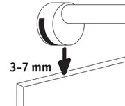 Dessin technique montrant un verre miroir de 3-7 mm d'épaisseur pour montage mural intérieur