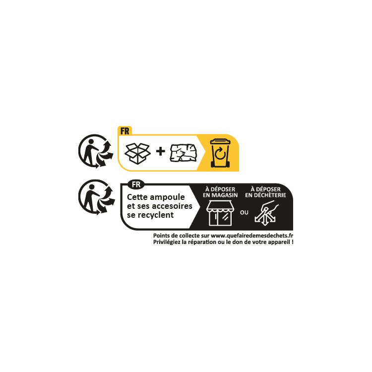 Instructions pour le recyclage des ampoules et accessoires avec points de collecte et consignes