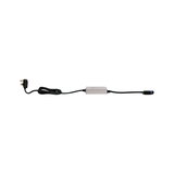 Electric connection cable with white inline device and black plug for LED lighting systems