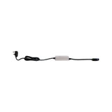 Electric connection cable with white inline device and black plug for LED lighting systems