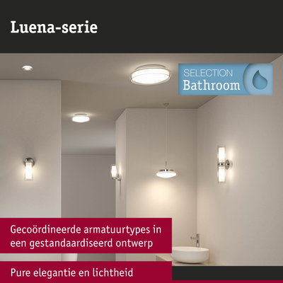 Luena-serie badkamerverlichting in chroom en glas met wit licht voor moderne badkamervoorziening