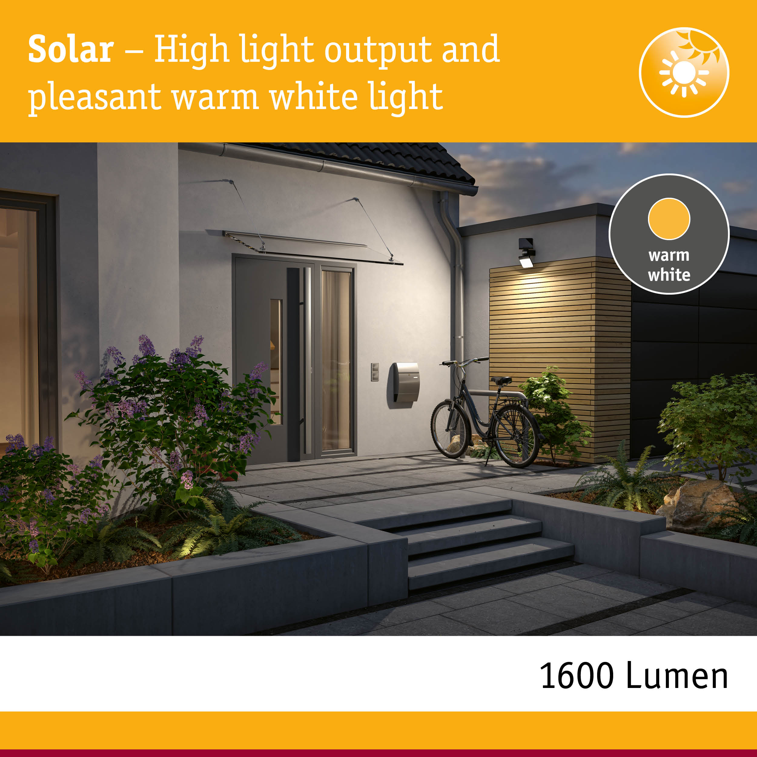 Modern outdoor lighting with warm white light and 1600 lumens for home and garden