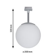 Rund loftlampe med hvidt glas og sølvfarvet metalholder, 200 mm diameter, 320 mm højde