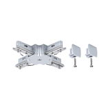 Zilverkleurige aluminium connector voor LED-rails met twee eindkappen en schroeven voor verlichtingssystemen