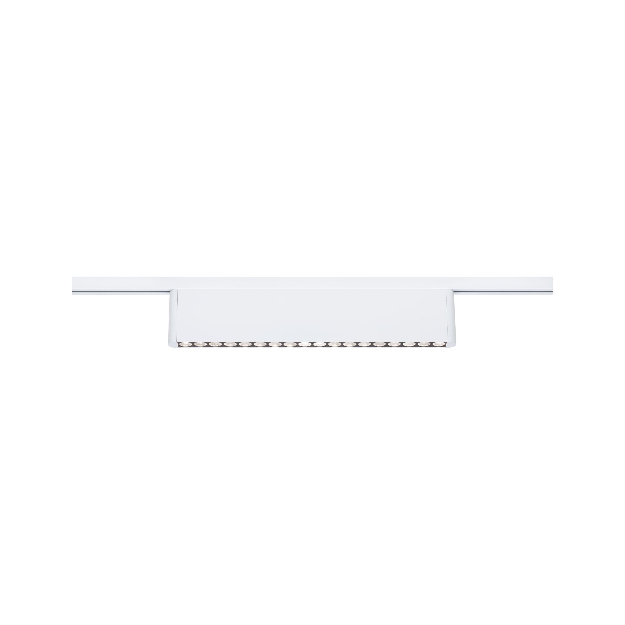 White LED track light with rectangular metal head for modern indoor lighting solutions