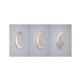 Drei weiße LED-Wandleuchten mit warmweißem Licht und rundem Design für moderne Innenbeleuchtung