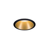 Ronde LED-inbouwspot met zwarte rand en gouden reflector voor moderne binnenverlichting