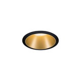 Rundes LED-Einbaustrahler mit schwarzem Rahmen und goldfarbenem Reflektor für moderne Innenbeleuchtung