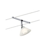 Spot câble moderne en métal chromé et verre blanc pour un éclairage d'intérieur flexible