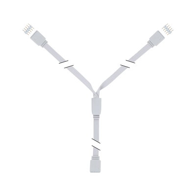 White Y-splitter cable with 4-pin connectors for LED lighting systems