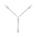 White Y-splitter cable with 4-pin connectors for LED lighting systems
