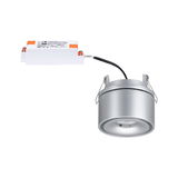 Round silver aluminum recessed LED spotlight with white driver for modern indoor lighting