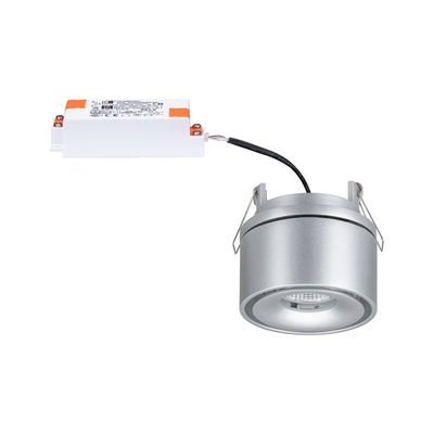 Round silver aluminum recessed LED spotlight with white driver for modern indoor lighting