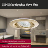LED Einbauleuchte Nova Plus in champagnerfarbenem Aluminium für 230 V mit 60 mm Einbautiefe