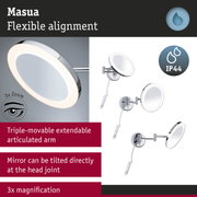 Chrome wall mirror with LED ring, IP44 protection, 3x magnification and flexible extendable arm