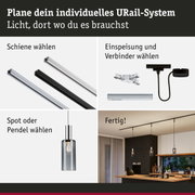 Modulares URail-Schienensystem mit Aluminium-Schienen in Schwarz und Weiß für flexible Beleuchtung.