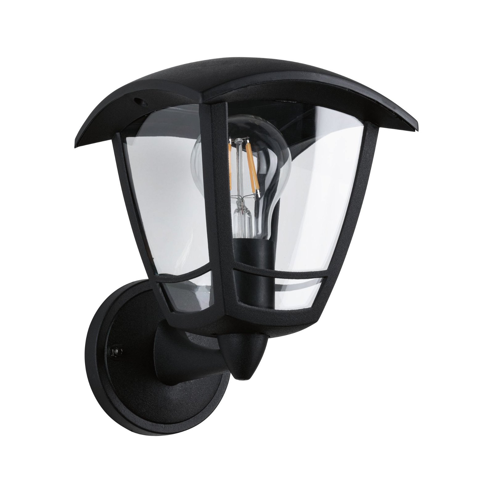 Exterior wall luminaire Classic Curved IP44 164x180mm max. 12W 230V Clear/Black Plastic