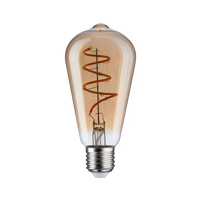 Vintage amber LED bulb with spiral filament and E27 base for decorative lighting and warm ambiance