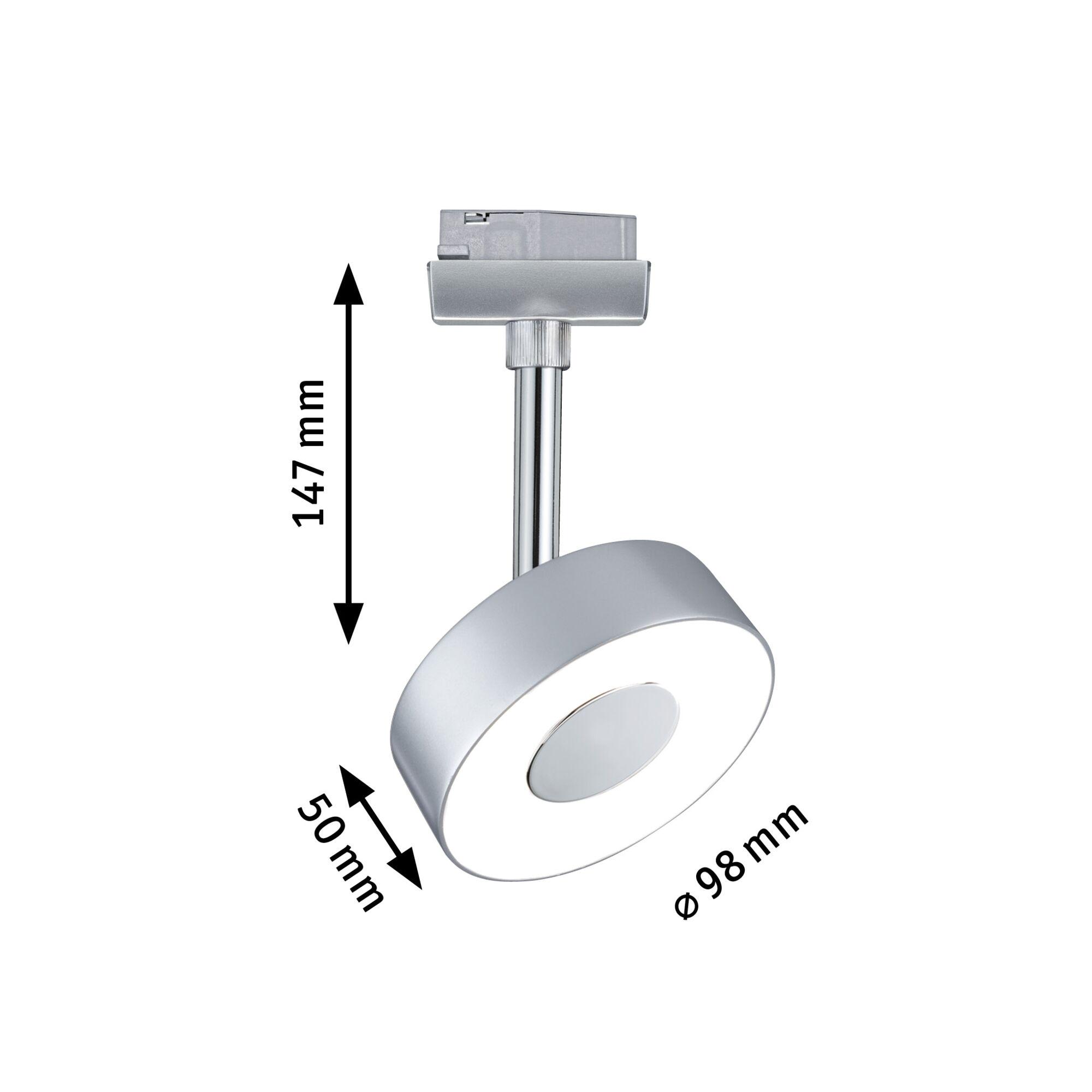 Silver metal LED spotlight with 98 mm diameter and 147 mm height for modern lighting solutions