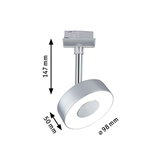 Runder LED-Spot in Silber mit 98 mm Durchmesser und 147 mm Höhe für moderne Innenbeleuchtung