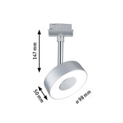 Moderne zilveren LED-plafondspot van 147 mm hoog en 98 mm diameter, energiezuinige verlichting
