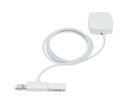 White electrical connection cable with plastic housing and textile cover for lighting systems