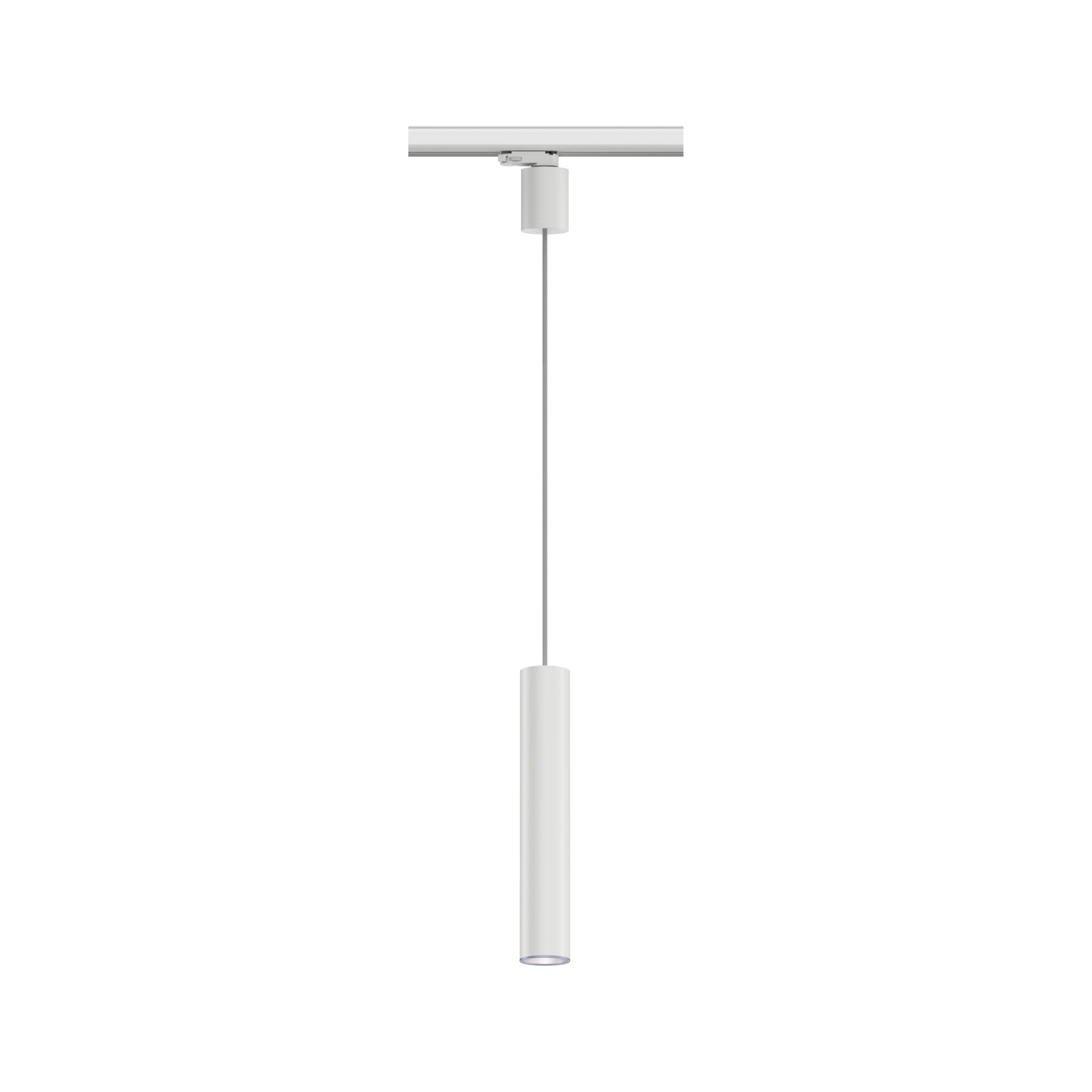 Moderner weißer LED-Pendelleuchte aus Metall mit zylindrischem Design und Seilaufhängung