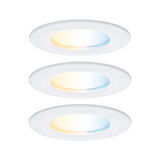 Three white LED recessed lights with adjustable color temperature from warm to cool white
