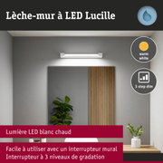 Lèche-mur LED Lucille blanc avec lumière blanc chaud et variateur 3 niveaux pour salle de bain