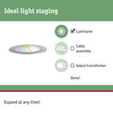 Flat LED recessed spotlight with silver frame and RGB color change for modern lighting design